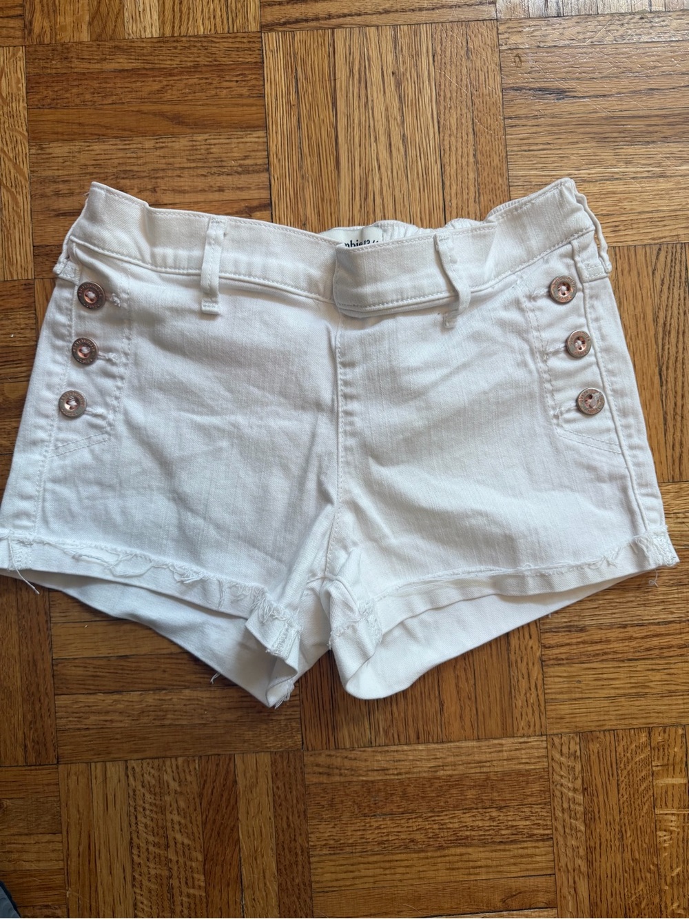 abercrombie kids White Button-Accent Denim Shorts